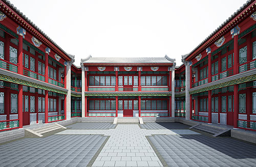 邳州北京四合院设计古建筑鸟瞰图展示